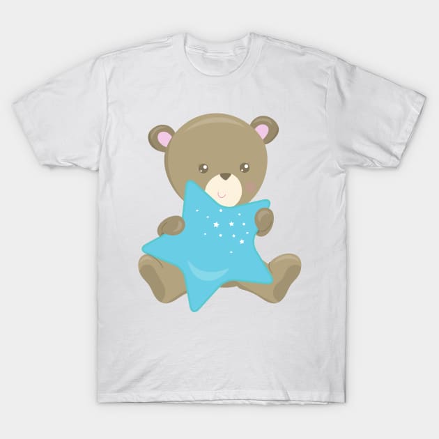 Cute Bear, Baby Bear, Little Bear, Bear With Star T-Shirt by Jelena Dunčević